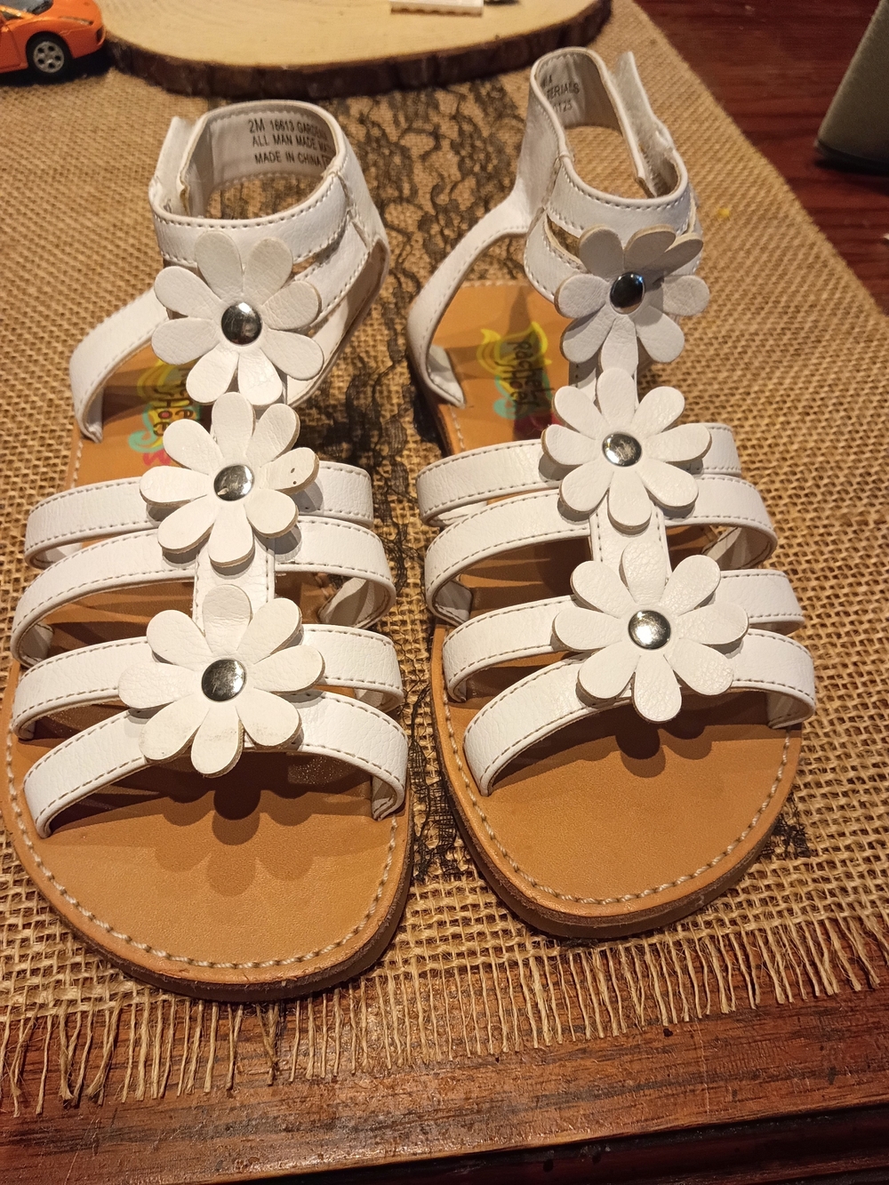 Rachel Shoes White Floral Strappy Girls' Sandals